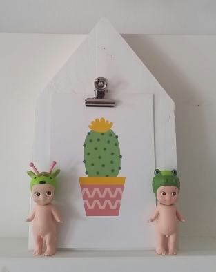 Kaartje A6 cactus met sonny angels